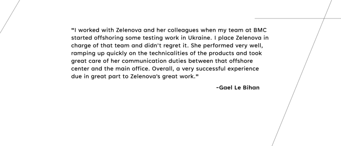 Sofia Zelenova testimonial from Gael Le Bihan